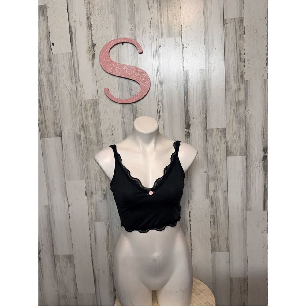 Romwe Black Lace Trim Crop Cami Top – Size S (US 4)